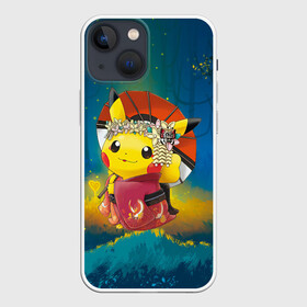 Чехол для iPhone 13 mini с принтом Пикачу гейша в Новосибирске,  |  | anime | picachu | pikachu | аниме | милый | пика | пикачу | покебол | покемон