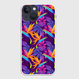 Чехол для iPhone 13 mini с принтом Тропические листья в Новосибирске,  |  | абстракция | листья | паттерн | текстуры | тропики | узоры | цветы