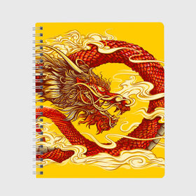 Тетрадь с принтом Китайский Дракон, China Dragon в Новосибирске, 100% бумага | 48 листов, плотность листов — 60 г/м2, плотность картонной обложки — 250 г/м2. Листы скреплены сбоку удобной пружинной спиралью. Уголки страниц и обложки скругленные. Цвет линий — светло-серый
 | chinese dragon | dhina dragon | dragon | азиатский дракон | восточный дракон | дракон | китайские драконы | китайский дракон | красный дракон | традиционный китайский дракон | японский дракон