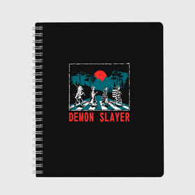 Тетрадь с принтом Demon slayer в Новосибирске, 100% бумага | 48 листов, плотность листов — 60 г/м2, плотность картонной обложки — 250 г/м2. Листы скреплены сбоку удобной пружинной спиралью. Уголки страниц и обложки скругленные. Цвет линий — светло-серый
 | anime | beatles | kimetsu no yaiba | аниме | анимэ | битлз | клинок рассекающий демонов