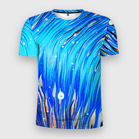 Мужская футболка 3D спортивная с принтом Морские водоросли! в Новосибирске, 100% полиэстер с улучшенными характеристиками | приталенный силуэт, круглая горловина, широкие плечи, сужается к линии бедра | гавайи. | море | океан | отдых | пляж | спокойствие | штиль
