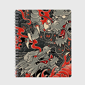 Тетрадь с принтом Китайский Дракон, China Dragon в Новосибирске, 100% бумага | 48 листов, плотность листов — 60 г/м2, плотность картонной обложки — 250 г/м2. Листы скреплены сбоку удобной пружинной спиралью. Уголки страниц и обложки скругленные. Цвет линий — светло-серый
 | Тематика изображения на принте: chinese dragon | dhina dragon | dragon | азиатский дракон | восточный дракон | дракон | китайские драконы | китайский дракон | красный дракон | традиционный китайский дракон | японский дракон