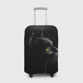 Чехол для чемодана 3D с принтом Черный кот в Новосибирске, 86% полиэфир, 14% спандекс | двустороннее нанесение принта, прорези для ручек и колес | взгляд | глаза | киса | киска | кот | котик | котяра | профиль | пушистый | усы