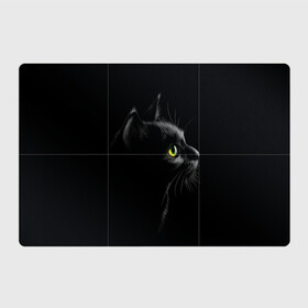 Магнитный плакат 3Х2 с принтом Черный кот в Новосибирске, Полимерный материал с магнитным слоем | 6 деталей размером 9*9 см | взгляд | глаза | киса | киска | кот | котик | котяра | профиль | пушистый | усы
