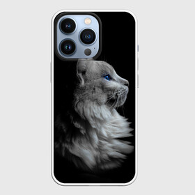 Чехол для iPhone 13 Pro с принтом Голубоглазый гот в Новосибирске,  |  | белоснежный | взгляд | глаза | голубоглазый | киса | киска | кот | котик | котяра | профиль | пушистый | усы