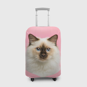 Чехол для чемодана 3D с принтом Пушистый кот в Новосибирске, 86% полиэфир, 14% спандекс | двустороннее нанесение принта, прорези для ручек и колес | белоснежный | взгляд | глаза | голубоглазый | киса | киска | кот | котик | котяра | профиль | пушистый | усы | уши