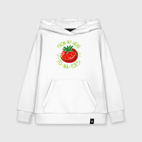 Детская толстовка хлопок с принтом Tomatoes в Новосибирске, 100% хлопок | Круглый горловой вырез, эластичные манжеты, пояс, капюшен | green | greenpaece | nature | sport | vegan | yoga | веган | вегетарианец | гринпис | еда | животные | жизнь | здоровье | зеленый | йога | мир | овощи | пища | планета | помидор | природа | растение | спорт | тело | фрукты