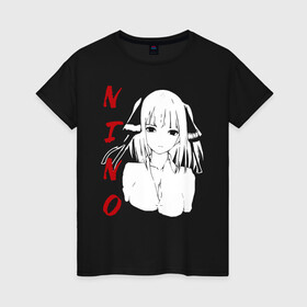 Женская футболка хлопок с принтом NINO SF в Новосибирске, 100% хлопок | прямой крой, круглый вырез горловины, длина до линии бедер, слегка спущенное плечо | бело красный | глаза | лицо | нино | смотрит