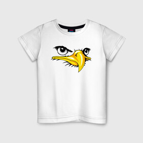 Детская футболка хлопок с принтом Орёл  в Новосибирске, 100% хлопок | круглый вырез горловины, полуприлегающий силуэт, длина до линии бедер | eagle | орел | орленок | орлиный взгляд | птица | птичка | хищная птица