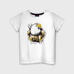 Детская футболка хлопок с принтом Орел 3D в Новосибирске, 100% хлопок | круглый вырез горловины, полуприлегающий силуэт, длина до линии бедер | eagle | орел | орленок | орлиный взгляд | птица | птичка | хищная птица