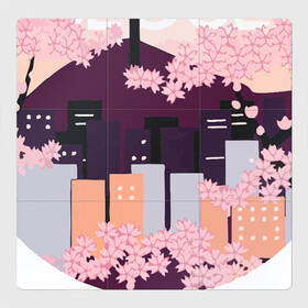 Магнитный плакат 3Х3 с принтом Seoul Tower With Woodblock в Новосибирске, Полимерный материал с магнитным слоем | 9 деталей размером 9*9 см | 3racha | bts | bts idol | drake | exid hot pink | ikon | kpop | seoul tower with woodblock style cherry blossoms south korea | sleepy baby wolf | stay gold | кейпоп | корейская музыка | корея | кпоп | поп