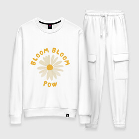 Женский костюм хлопок с принтом THE BOYZ Bloom Bloom Pow Cute  в Новосибирске, 100% хлопок | на свитшоте круглая горловина, мягкая резинка по низу. Брюки заужены к низу, на них два вида карманов: два 