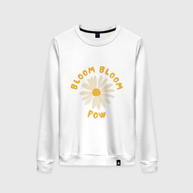 Женский свитшот хлопок с принтом THE BOYZ Bloom Bloom Pow Cute  в Новосибирске, 100% хлопок | прямой крой, круглый вырез, на манжетах и по низу широкая трикотажная резинка  | 3racha | bts | bts idol | drake | exid hot pink | ikon | kpop | sleepy baby wolf | stay gold | the boyz bloom bloom pow cute retro lyrics | кейпоп | корейская музыка | корея | кпоп | поп