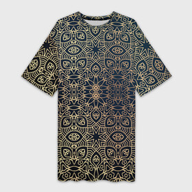Платье-футболка 3D с принтом ПерсидСкие Узоры в Новосибирске,  |  | Тематика изображения на принте: абстракция | золотистая | золото | узор | узоры