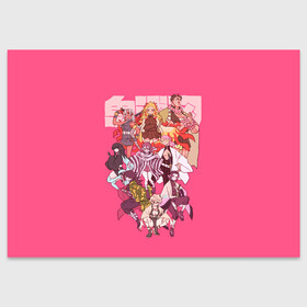 Поздравительная открытка с принтом Slayers on pink в Новосибирске, 100% бумага | плотность бумаги 280 г/м2, матовая, на обратной стороне линовка и место для марки
 | anime | kimetsu no yaiba | аниме | анимэ | клинок рассекающий демонов