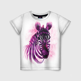 Детская футболка 3D с принтом Зебра акварель 3D в Новосибирске, 100% гипоаллергенный полиэфир | прямой крой, круглый вырез горловины, длина до линии бедер, чуть спущенное плечо, ткань немного тянется | 3d | africa | animal | watercolor | zebra | акварель | африка | дикий | животное | зверь | зебра