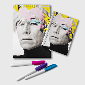 Блокнот с принтом Энди Уорхол | Andy Warhol в Новосибирске, 100% бумага | 48 листов, плотность листов — 60 г/м2, плотность картонной обложки — 250 г/м2. Листы скреплены удобной пружинной спиралью. Цвет линий — светло-серый
 | Тематика изображения на принте: andy warhol | художник | энди уорхол