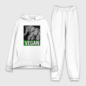 Женский костюм хлопок Oversize с принтом Vegan Elephant в Новосибирске,  |  | elephant | green | greenpaece | nature | sport | vegan | yoga | веган | вегетарианец | гринпис | еда | животные | жизнь | здоровье | зеленый | йога | мир | овощи | пища | планета | природа | растение | слон | спорт | тело | фрукты