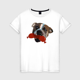 Женская футболка хлопок с принтом Амстафф в Новосибирске, 100% хлопок | прямой крой, круглый вырез горловины, длина до линии бедер, слегка спущенное плечо | amstaff | американский стаффордширский терьер | амстафф | аст | собака | сосиска | стафф | стаффорд