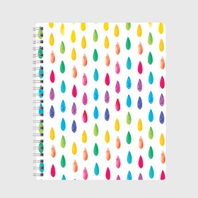 Тетрадь с принтом Акварельные капли в Новосибирске, 100% бумага | 48 листов, плотность листов — 60 г/м2, плотность картонной обложки — 250 г/м2. Листы скреплены сбоку удобной пружинной спиралью. Уголки страниц и обложки скругленные. Цвет линий — светло-серый
 | artist | coloful | colored | draw | drops | rain | rainbow | watercolor | акварель | дождь | капли | радужный | художник