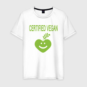 Мужская футболка хлопок с принтом Проверенный веган в Новосибирске, 100% хлопок | прямой крой, круглый вырез горловины, длина до линии бедер, слегка спущенное плечо. | green | greenpaece | nature | sport | vegan | yoga | веган | вегетарианец | гринпис | еда | животные | жизнь | здоровье | зеленый | йога | мир | овощи | пища | планета | природа | растение | спорт | тело | фрукты