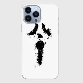 Чехол для iPhone 13 Pro Max с принтом Крик   Ghost Face в Новосибирске,  |  | chill kill | dbd | ghost face | horror | scary movie | scream | scream mask | wasup | wazap | wazup | whats up | вазап | васап | краска | крик | маска крика | очень страшное кино | призрачное лицо | пятна | страшное кино | телефон | триллер | ужа