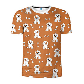 Мужская футболка 3D спортивная с принтом Пёс и кость в Новосибирске, 100% полиэстер с улучшенными характеристиками | приталенный силуэт, круглая горловина, широкие плечи, сужается к линии бедра |  кость |  питомец | домашнее животное | кости | косточка | косточки | любителям собак | пёс | пёсик | пёсики | псы | собака | собаки | собачка | собачки | узор | щенки | щенок
