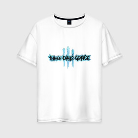 Женская футболка хлопок Oversize с принтом Three Days Grace Logo в Новосибирске, 100% хлопок | свободный крой, круглый ворот, спущенный рукав, длина до линии бедер
 | alternative | metall | music | rock | three days grace | альтернатива | металл | музыка | рок | три дэйс грэйс