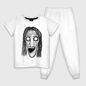 Детская пижама хлопок с принтом Растрепанное лицо в Новосибирске, 100% хлопок |  брюки и футболка прямого кроя, без карманов, на брюках мягкая резинка на поясе и по низу штанин
 | dead | ghost | halloween | horror | suspense | vampire | witch | zombie