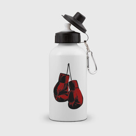 Бутылка спортивная с принтом Боксерские перчатки в Новосибирске, металл | емкость — 500 мл, в комплекте две пластиковые крышки и карабин для крепления | boxing | gloves | боевые искусства | бокс | день бокса | спорт
