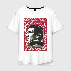 Мужская футболка хлопок Oversize с принтом Эрик Кантона Манчестер Юнайтед в Новосибирске, 100% хлопок | свободный крой, круглый ворот, “спинка” длиннее передней части | cantona | кантона | манчестер | ретро | эрик | юнайтед