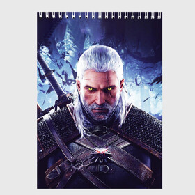 Скетчбук с принтом THE WITCHER / GERALT OF RIVIA в Новосибирске, 100% бумага
 | 48 листов, плотность листов — 100 г/м2, плотность картонной обложки — 250 г/м2. Листы скреплены сверху удобной пружинной спиралью | Тематика изображения на принте: the witcher | ведьмак | геральт | зе витчер | игра | компьютерная игра