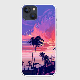 Чехол для iPhone 13 с принтом Пейзаж в Новосибирске,  |  | америка | закат | летний | лето | майами | море | пальмы | пейзаж | пляж | рассвет