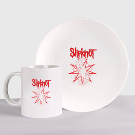 Набор: тарелка + кружка с принтом Slipknot 