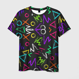 Мужская футболка 3D с принтом Геометрия в Новосибирске, 100% полиэфир | прямой крой, круглый вырез горловины, длина до линии бедер | абстракция | геометрия | зигзаг | крестики | крестики нолики | круги | тренды | треугольник | фигуры