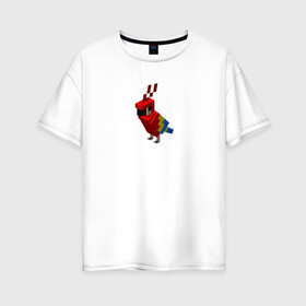 Женская футболка хлопок Oversize с принтом Попугай | Parrot в Новосибирске, 100% хлопок | свободный крой, круглый ворот, спущенный рукав, длина до линии бедер
 | minecraft | красный | крылатая | попугай | птица