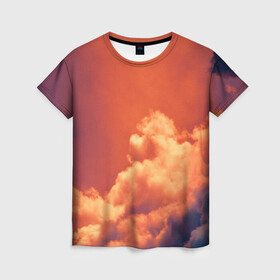 Женская футболка 3D с принтом РАЙ ПОСЛЕ ДОЖДЯ в Новосибирске, 100% полиэфир ( синтетическое хлопкоподобное полотно) | прямой крой, круглый вырез горловины, длина до линии бедер | блаженство | дождь | облака | природа | рай | свечение | солнце | умиротворение