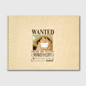 Альбом для рисования с принтом WANTED Monkey D. Luffy в Новосибирске, 100% бумага
 | матовая бумага, плотность 200 мг. | Тематика изображения на принте: anime | manga | monkey d. luffy | one piece | аниме | большой куш | ван пис | вон пис | гол д. роджер | кайдо | король пиратов | луфи | луффи | манга | манки д. луффи | нами | нико робин | пират | портгас д. эйс | ророноа зоро