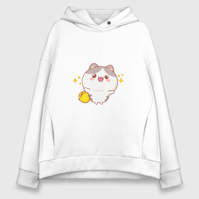 Женское худи Oversize хлопок с принтом Cute cat в Новосибирске, френч-терри — 70% хлопок, 30% полиэстер. Мягкий теплый начес внутри —100% хлопок | боковые карманы, эластичные манжеты и нижняя кромка, капюшон на магнитной кнопке | cat | kitty | дружба | котенок | милый | мультяшный | обнимашки