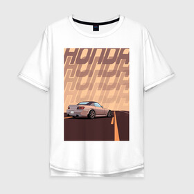 Мужская футболка хлопок Oversize с принтом Honda в Новосибирске, 100% хлопок | свободный крой, круглый ворот, “спинка” длиннее передней части | honda | jdm | s2000 | stance | type v | автомобили | ждм | машины | стенс | хонда