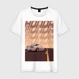 Мужская футболка хлопок с принтом Honda в Новосибирске, 100% хлопок | прямой крой, круглый вырез горловины, длина до линии бедер, слегка спущенное плечо. | honda | jdm | s2000 | stance | type v | автомобили | ждм | машины | стенс | хонда