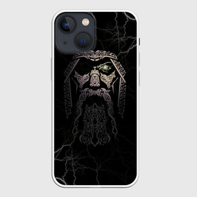 Чехол для iPhone 13 mini с принтом Odin в Новосибирске,  |  | odin | odinn | see you in valhalla | бог один | вальхала | вальхалла | викинг | викинги | всеотец | до встречи в вальхалле | кельт | кельтский узор | лик | лицо одина | один | перун | символ | символ викингов