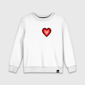 Детский свитшот хлопок с принтом Пиксельное Сердце в Новосибирске, 100% хлопок | круглый вырез горловины, эластичные манжеты, пояс и воротник | Тематика изображения на принте: любовь | пиксели | пиксельное сердце | пиксельный рисунок | сердце