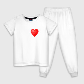 Детская пижама хлопок с принтом Пиксельное Сердце в Новосибирске, 100% хлопок |  брюки и футболка прямого кроя, без карманов, на брюках мягкая резинка на поясе и по низу штанин
 | Тематика изображения на принте: любовь | пиксели | пиксельное сердце | пиксельный рисунок | рисунок | сердце