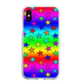 Чехол для iPhone XS Max матовый с принтом Радужные звезды в Новосибирске, Силикон | Область печати: задняя сторона чехла, без боковых панелей | baby | children | girl | gradient | kids | neon | rainbow | space | stars | градиент | девчачие | девчачье | детские | детский рисунок | звездочки | звезды | космос | красочные | малышам | неоновые | ночные | радуга | разноцветные