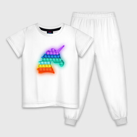 Детская пижама хлопок с принтом POP IT Единорог в Новосибирске, 100% хлопок |  брюки и футболка прямого кроя, без карманов, на брюках мягкая резинка на поясе и по низу штанин
 | it | minecraft | pop | unicorn | детская | детский | единорог | майнкрафт | пиксели | цветной