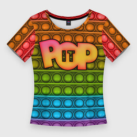 Женская футболка 3D Slim с принтом POP it ПУПЫРКА в Новосибирске,  |  | pop it | антистресс | игрушка | поп ит | пузырчатая плёнка | пупырка