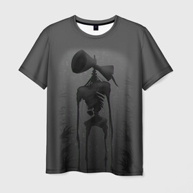 Мужская футболка 3D с принтом СИРЕНОГОЛОВЫЙ GRAY в Новосибирске, 100% полиэфир | прямой крой, круглый вырез горловины, длина до линии бедер | siren head | игра | монстр | сиреноголовый | существо | хоррор