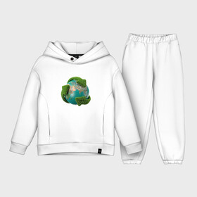 Детский костюм хлопок Oversize с принтом Чистая планета в Новосибирске,  |  | зеленая планета | переработка | планета | сортировка | сортировка мусора | стрелочки | чистая планета | экология