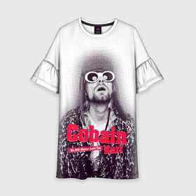 Детское платье 3D с принтом Kurt Cobain all over в Новосибирске, 100% полиэстер | прямой силуэт, чуть расширенный к низу. Круглая горловина, на рукавах — воланы | Тематика изображения на принте: 2021 | kobain | kurt cobain | nirvana | брендовые | в подарок | кобейн | курт | курт кобейн | любимой | любимому | любовь | модная | нирвана | оверсайз | с надписями | с прикольным фразами | с прикольными надписями